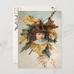 Viktorianische Leaf Girl Postcard  Postkarte