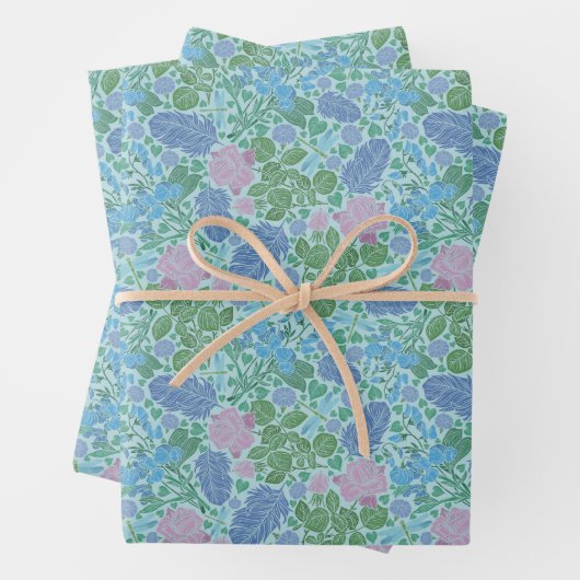 Viktorianische Libellen Gärten Weichzeichner Farbe Geschenkpapier Set (Beispiel)