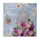 Viktorianische Liebe Gedanken Träume Butterfly Bir Fliese (Vorderseite)