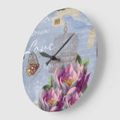 Viktorianische Liebe Gedanken Träume Butterfly Bir Große Wanduhr (Winkel)