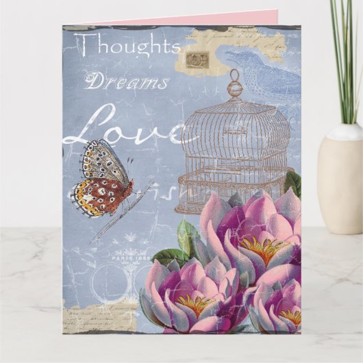 Viktorianische Liebe Gedanken Träume Butterfly Bir Karte (Vorderseite)