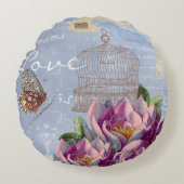 Viktorianische Liebe Gedanken Träume Butterfly Bir Rundes Kissen (Vorderseite)