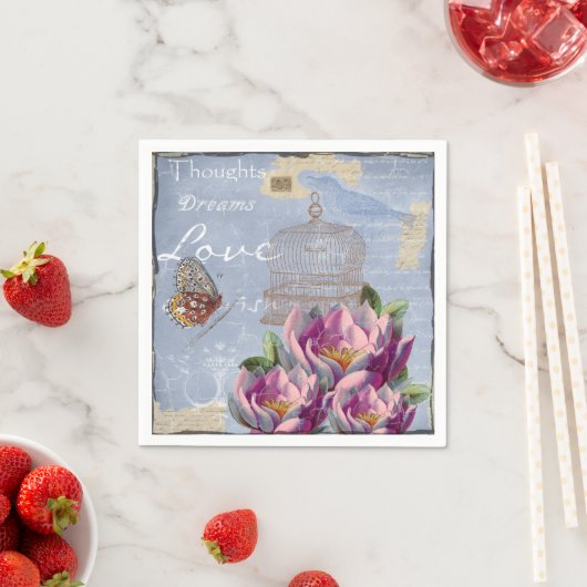 Viktorianische Liebe Gedanken Träume Butterfly Bir Serviette (Beispiel)