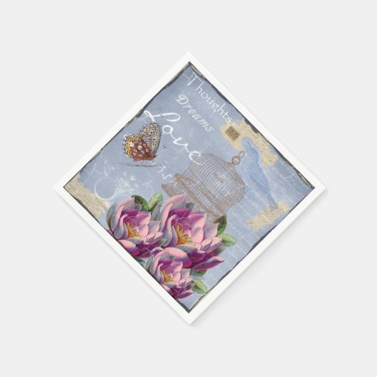 Viktorianische Liebe Gedanken Träume Butterfly Bir Serviette (Ecke)