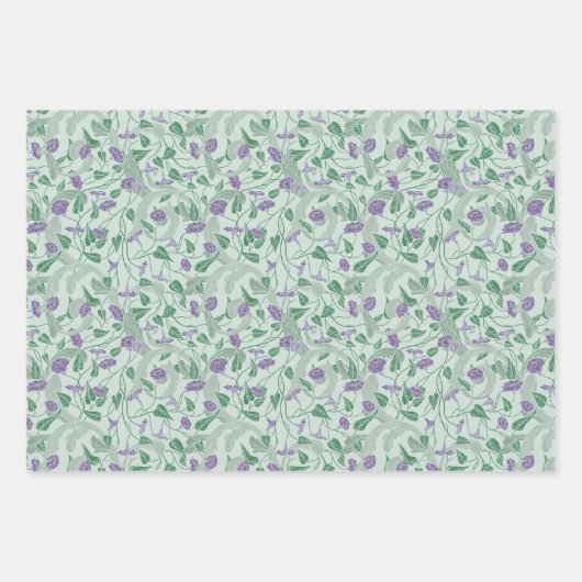 Viktorianische Lila Blume Ivy Dekorative Geblüht Geschenkpapier Set (Vorderseite)