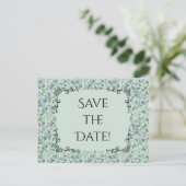 Viktorianische Lila Blume Ivy Save the Date Postkarte (Stehend Vorderseite)
