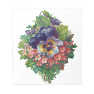 Viktorianische Lila Pansy Bouquet zum Muttertag Notizblock