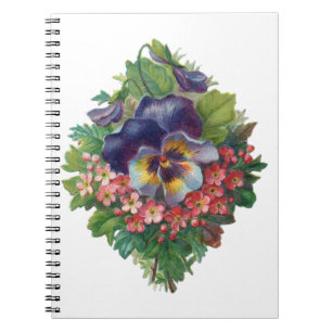 Viktorianische Lila Pansy Bouquet zum Muttertag Notizblock