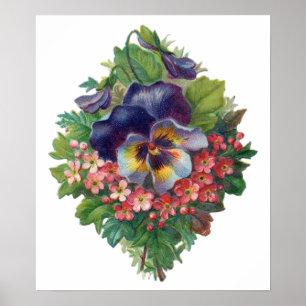 Viktorianische Lila Pansy Bouquet zum Muttertag Poster