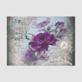 Viktorianische Lila Rosa Rose Ephemera Decoupage Seidenpapier (Vorderseite)