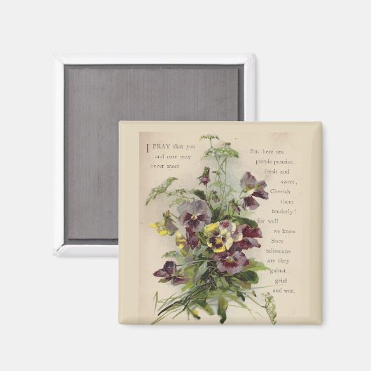 Viktorianische Lila Stiefmütterchen Gedicht Magnet (Vorderseite/Rückseite)