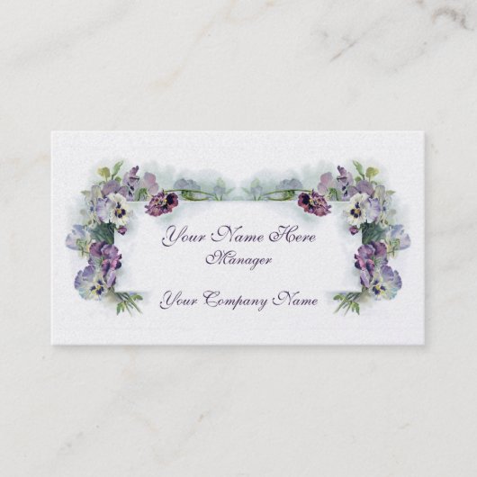 Viktorianische lila Stiefmütterchengeschäftskarte Visitenkarte (Vorderseite)