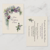 Viktorianische lila Stiefmütterchengeschäftskarte Visitenkarte (Vorne/Hinten)