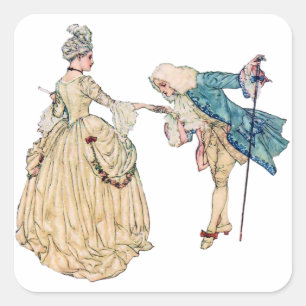 Viktorianische Lord and Lady Illustration Quadratischer Aufkleber