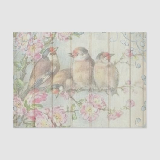 Viktorianische Lovebirds mit rosa Blume Seidenpapier (Vorderseite)