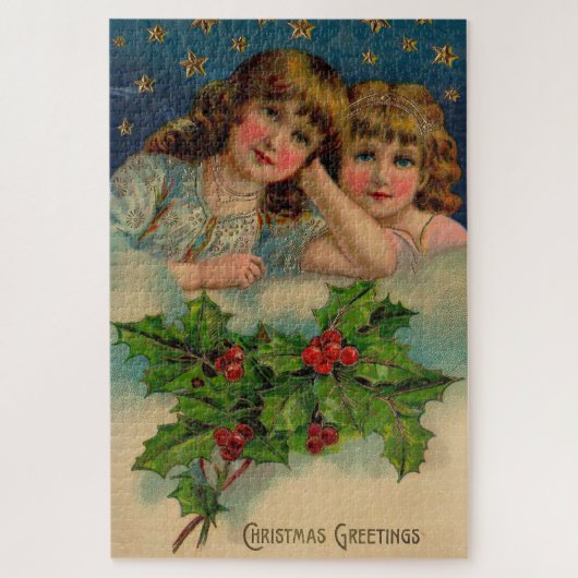 Viktorianische Mädchen Weihnachtsgrüße Puzzle (Vertikal)