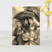 Viktorianische Mädchenschirme Regentag viktorianis Karte (Gelbe Blume)