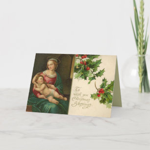 Viktorianische Madonna Weihnachtskarte Feiertagskarte