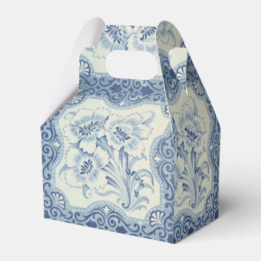 Viktorianische Majolika Antike Blauer und Weiße Bl Geschenkschachtel (Rückseite)