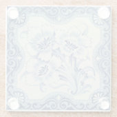 Viktorianische Majolika Antike Blauer und Weiße Bl Glasuntersetzer (Rückseite)