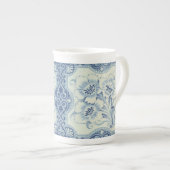 Viktorianische Majolika Antike Blauer und Weiße Bl Porzellantasse (Vorderseite Rechts)