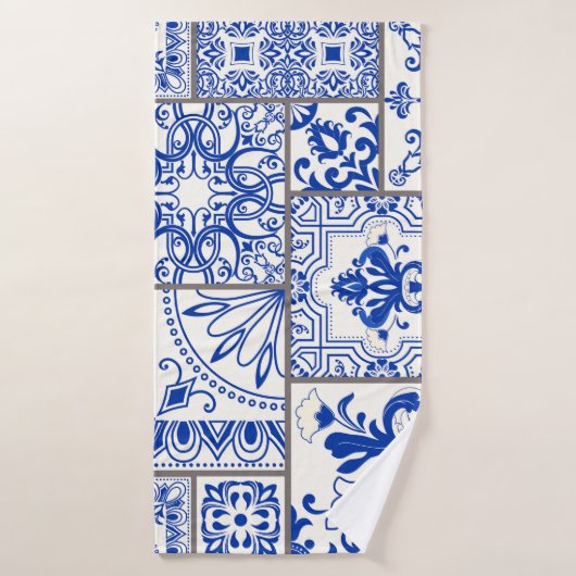 Viktorianische Majolika: Patchwork-Fliesenmuster. Badehandtuch (Badehandtuch)