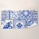 Viktorianische Majolika: Patchwork-Fliesenmuster. Badehandtuch (Badehandtuch)