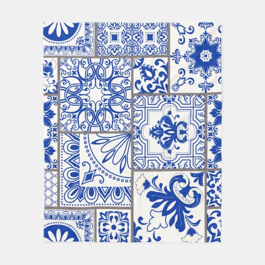 Viktorianische Majolika: Patchwork-Fliesenmuster. Fleecedecke (Vorderseite)
