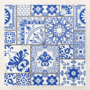 Viktorianische Majolika: Patchwork-Fliesenmuster. Glasuntersetzer