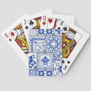 Viktorianische Majolika: Patchwork-Fliesenmuster. Spielkarten