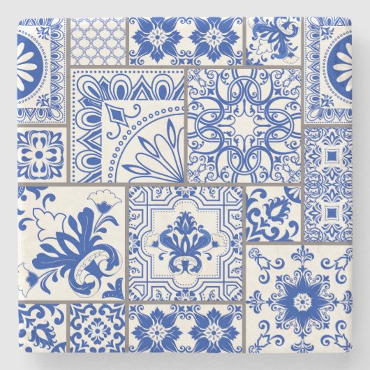 Viktorianische Majolika: Patchwork-Fliesenmuster. Steinuntersetzer (Vorderseite)