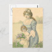 Viktorianische Mama Tochter Blume Muttertag auswäh Postkarte (Vorne/Hinten)