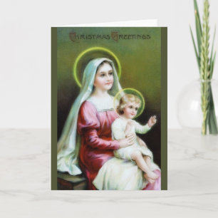 Viktorianische Mary und Baby Jesus Weihnachtskarte Feiertagskarte