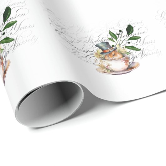 Viktorianische Maus in Teetasse Geschenkpapier (Rolleneckpunkt)