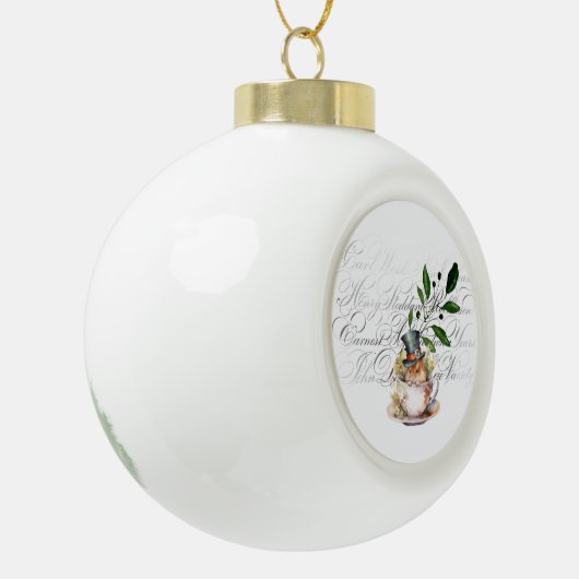 Viktorianische Maus in Teetasse Keramik Kugel-Ornament (Links)