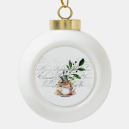 Viktorianische Maus in Teetasse Keramik Kugel-Ornament