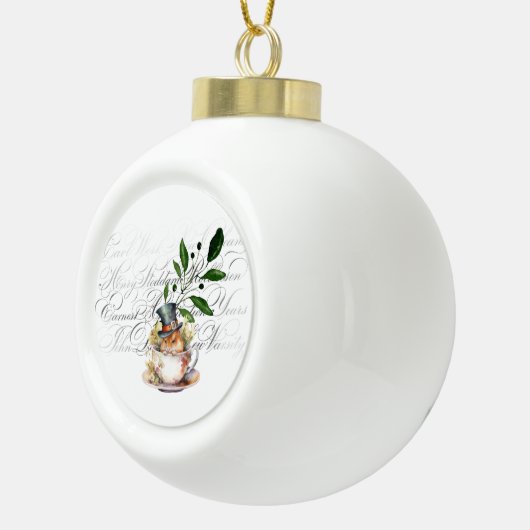 Viktorianische Maus in Teetasse Keramik Kugel-Ornament (Rechts)