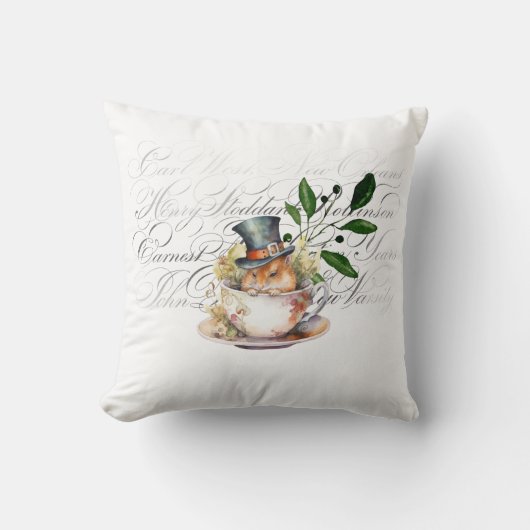 Viktorianische Maus in Teetasse Kissen (Vorderseite)