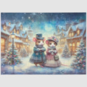 Viktorianische Mäuse im Winterdorf Seidenpapier (Vorderseite)