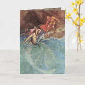 Viktorianische Meerjungfrau-Grußkarte Karte (Gelbe Blume)