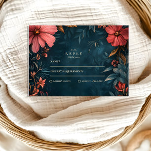 Viktorianische melancholische Hochzeit mit florale RSVP Karte