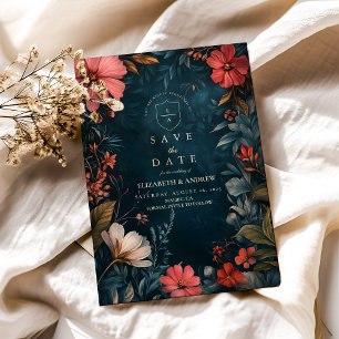 Viktorianische melancholische Hochzeit mit florale Save The Date