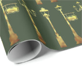 Viktorianische Messinglampe grün Geschenkpapier (Rolleneckpunkt)