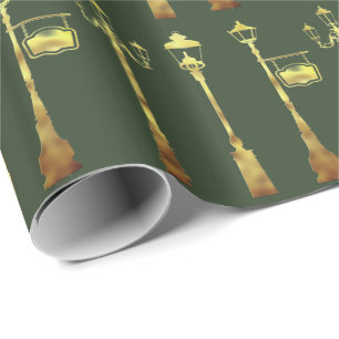 Viktorianische Messinglampe grün Geschenkpapier