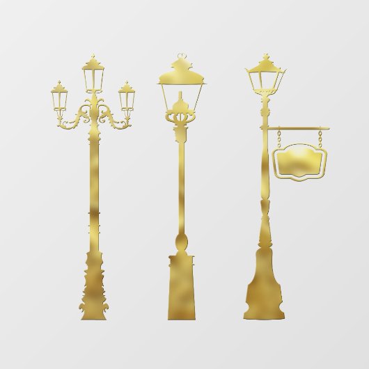 Viktorianische Messinglampe Laterne Gold Winter Fensteraufkleber (Blatt)