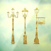 Viktorianische Messinglampe Laterne Gold Winter Fensteraufkleber (Blatt 3)