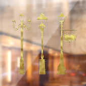 Viktorianische Messinglampe Laterne Gold Winter Fensteraufkleber (Blatt 2)