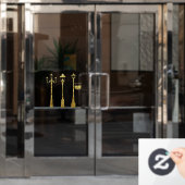 Viktorianische Messinglampe Laterne Gold Winter Fensteraufkleber (Büro Tür)