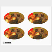 VIKTORIANISCHE MINIATURE HUNDE PORTRAS Greyhounds Ovaler Aufkleber (Blatt)