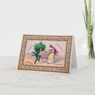 Viktorianische Mistletoe Urlaubskarte Feiertagskarte